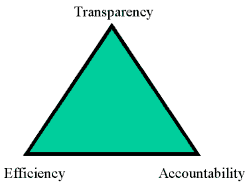 The Governance Triad
covering transparency, efficiency and accountability